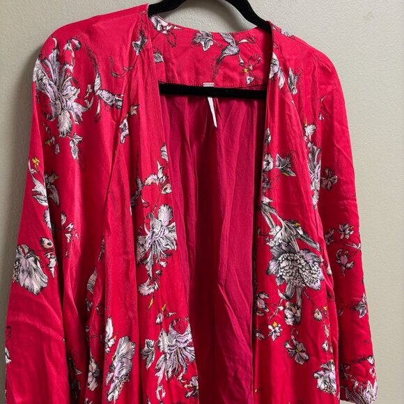 Free People Womens Kimono Size S Asymmetric Fairy Boho Oversize Midi Artsy Flowy - Picture 2 of 14